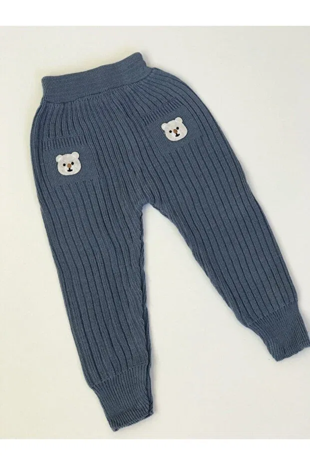 Детские леггинсы для девочек с принтом Corduroy bear baby knitwear leggings Meriç Bebe, Indigo