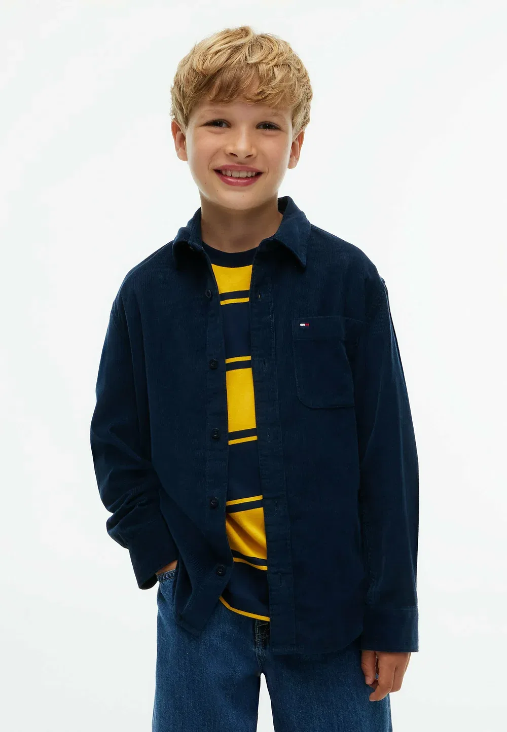 Рубашка из вельвета с накладными карманами стандартного кроя Tommy Hilfiger, Dark Blue — фото 2