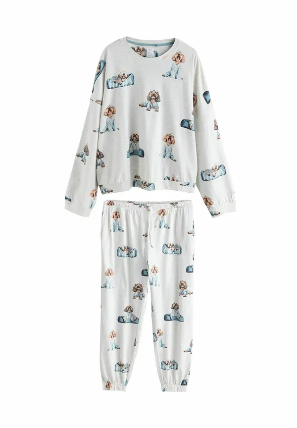 Пижамный комплект с принтом Tall fit - print long sleeve, Next, Grey Charlie the Cockapoo, серый
