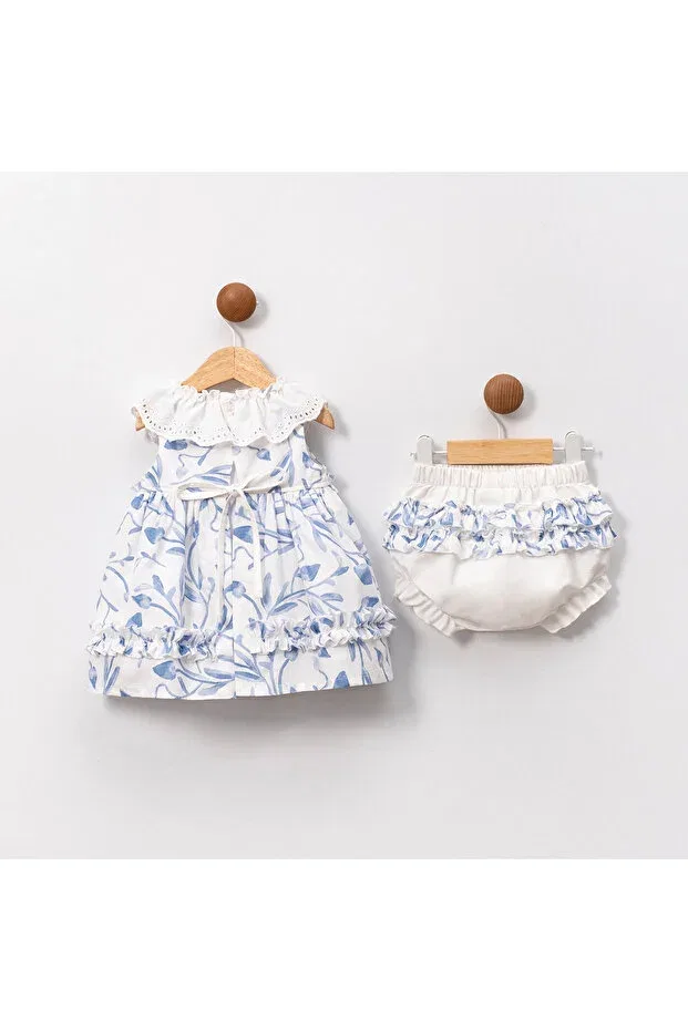 Детский комплект для девочек с цветочным принтом Ma Moi Baby For A Little Smile, Blue — фото 2