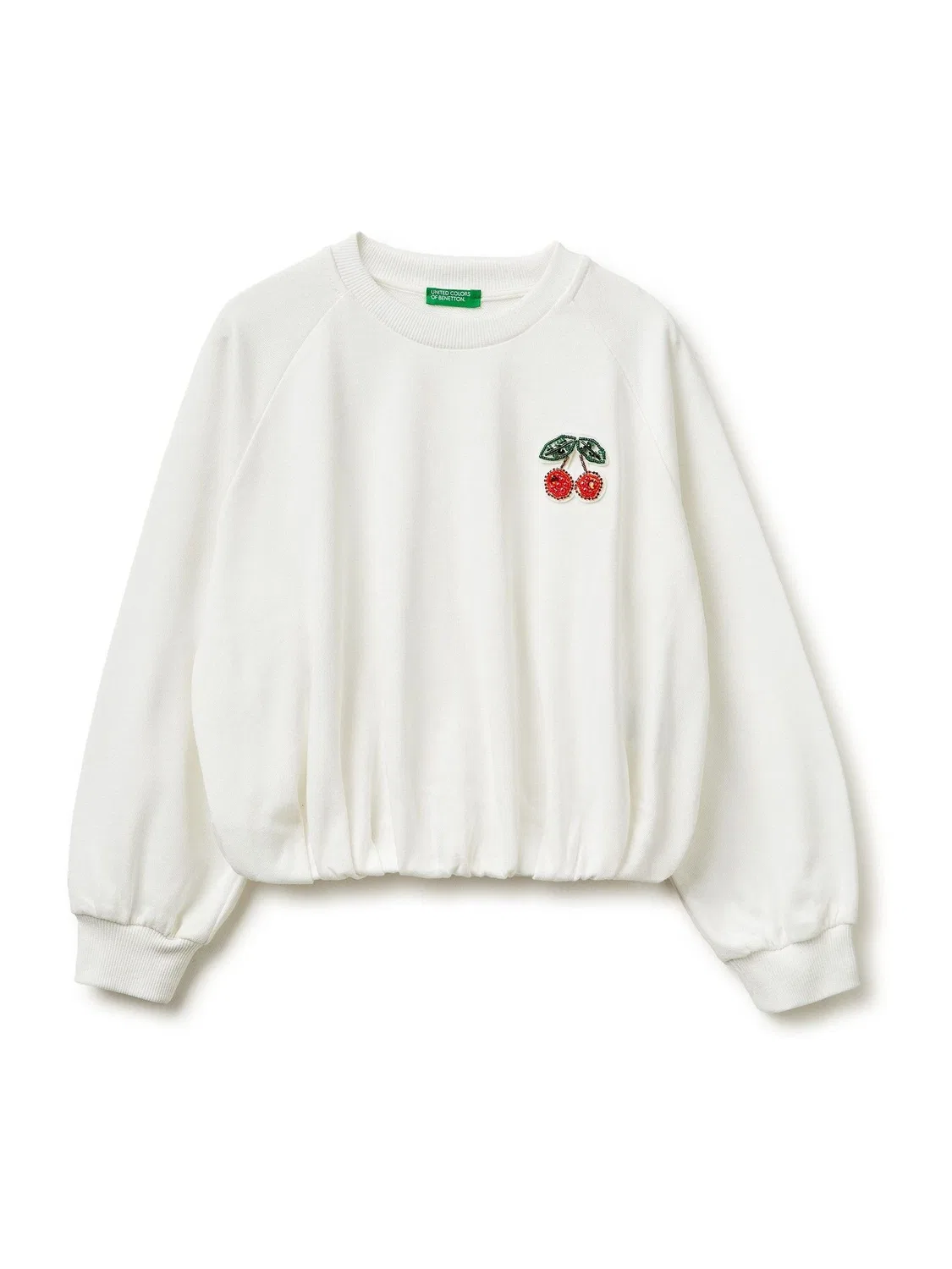 Свитшот с круглым вырезом, с узором Benetton, кремовый