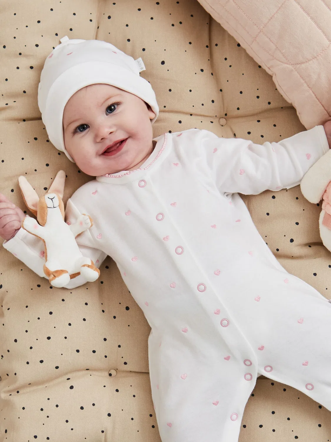 Боди-слип с вышивкой сердцами Jojo Maman Bébé, розовый