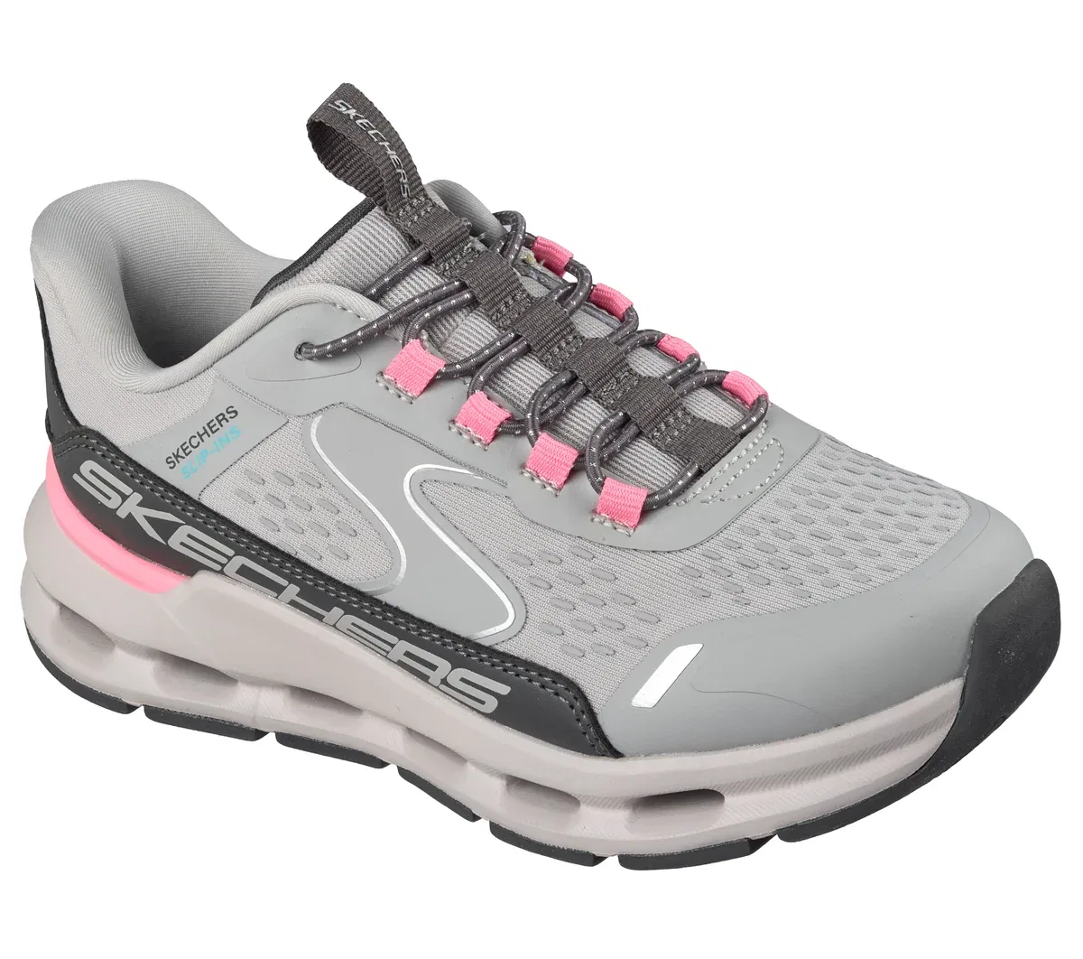 Детские слипоны Glide-Step - Vista Lane Skechers, серый/розовый — фото 4