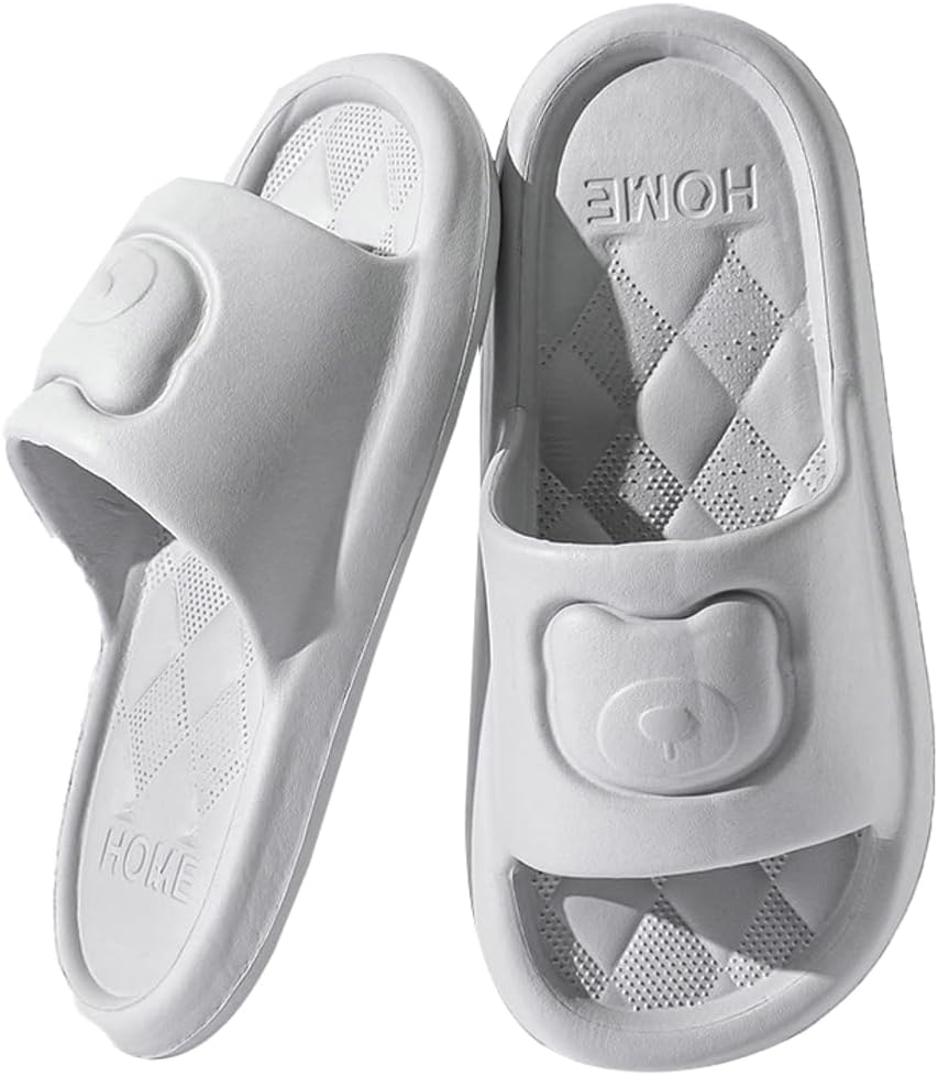 

Летние домашние тапочки для женщин и мужчин, милые шлепанцы для дома, душевые сандалии с мягкой подошвой, противоскользящие, быстро сохнущие, для ванной и улицы Rungion, серый