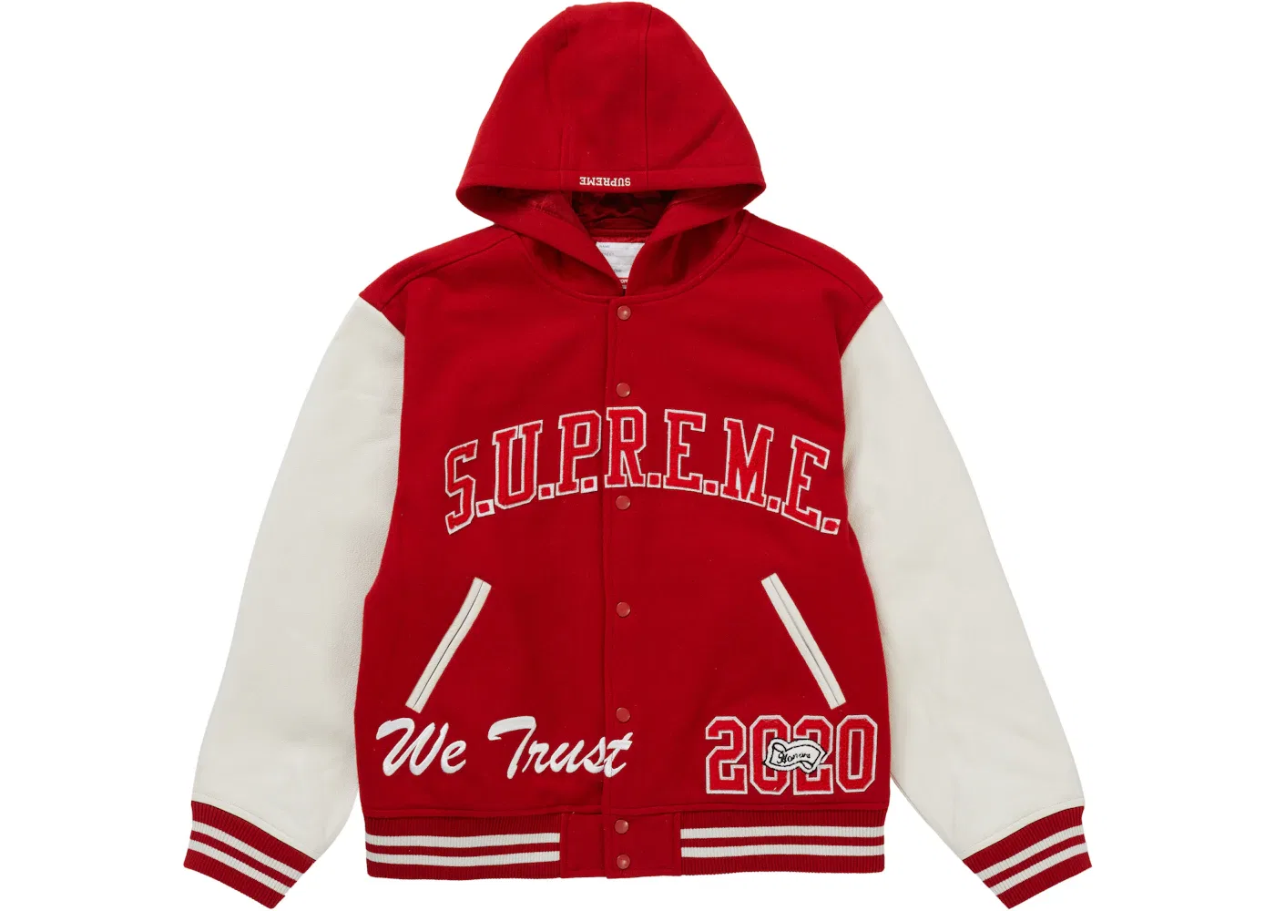 Мужская куртка-бомбер с капюшоном и принтом Supreme Varsity Jacket, Red