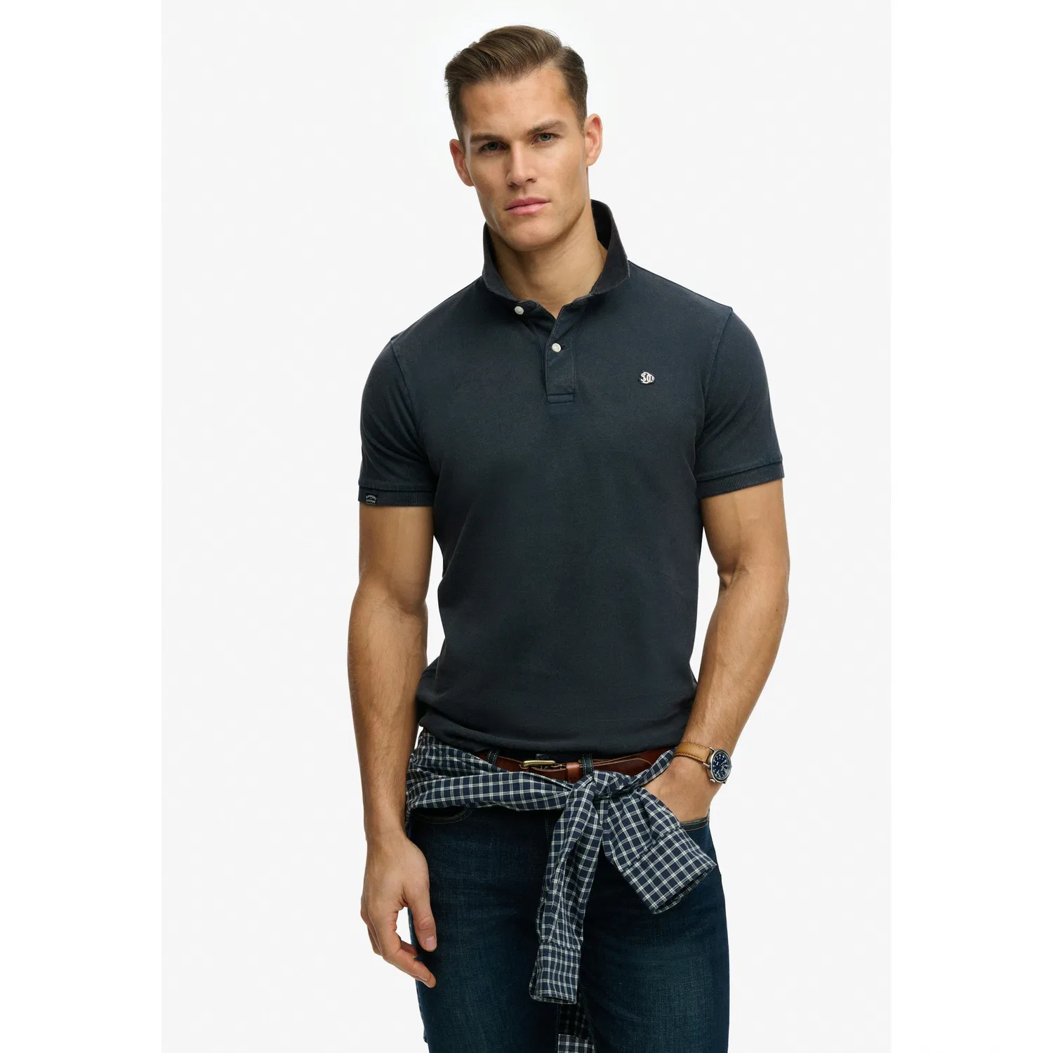 Мужское поло свободного кроя из хлопка Vintage Destroy Superdry, Eclipse Navy