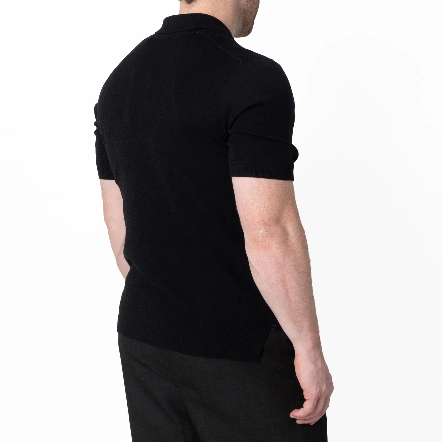 Поло V-образным вырезом V-Neck Wool Polo Shirt Burberry, Black — фото 4