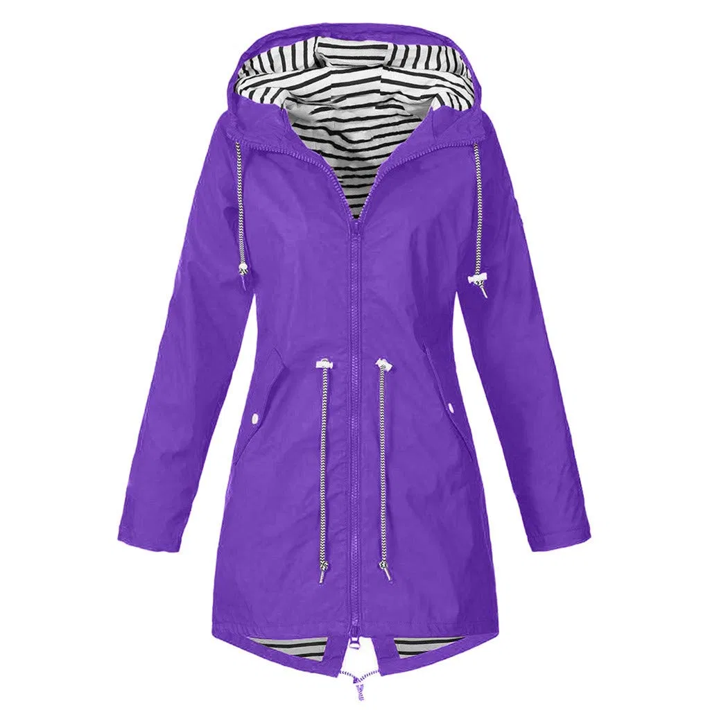 Женский дождевик с капюшоном и принтом Waterproof Coats Jackets, 1-viola