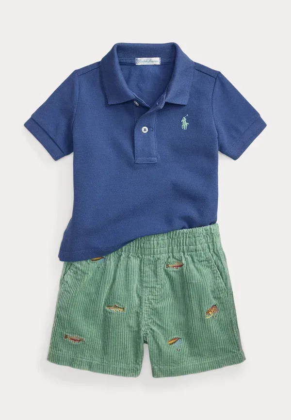 Комплект из поло и шорт, хлопок, Cotton mesh polo shirt & corduroy short set, Polo Ralph Lauren, old royal