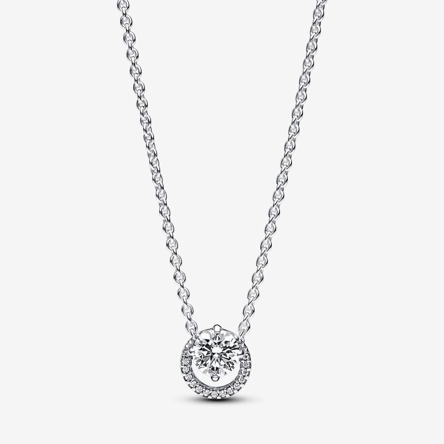 

Колье Pandora Sparkling Round Halo Pendant, серебро