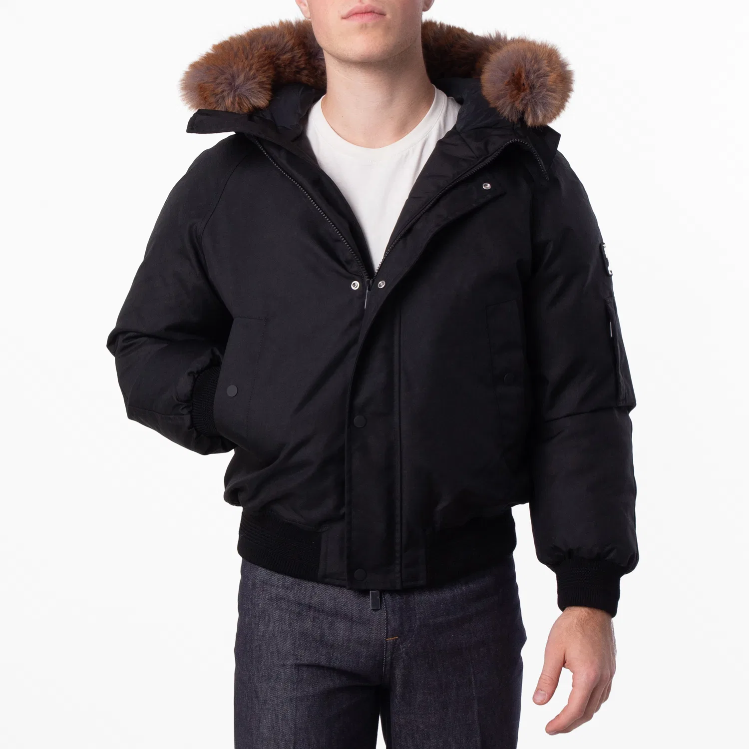 Куртка-бомбер с капюшоном с отделкой из искусственного меха Faux Fur Trim Hooded Bomber Jacket Burberry, Black