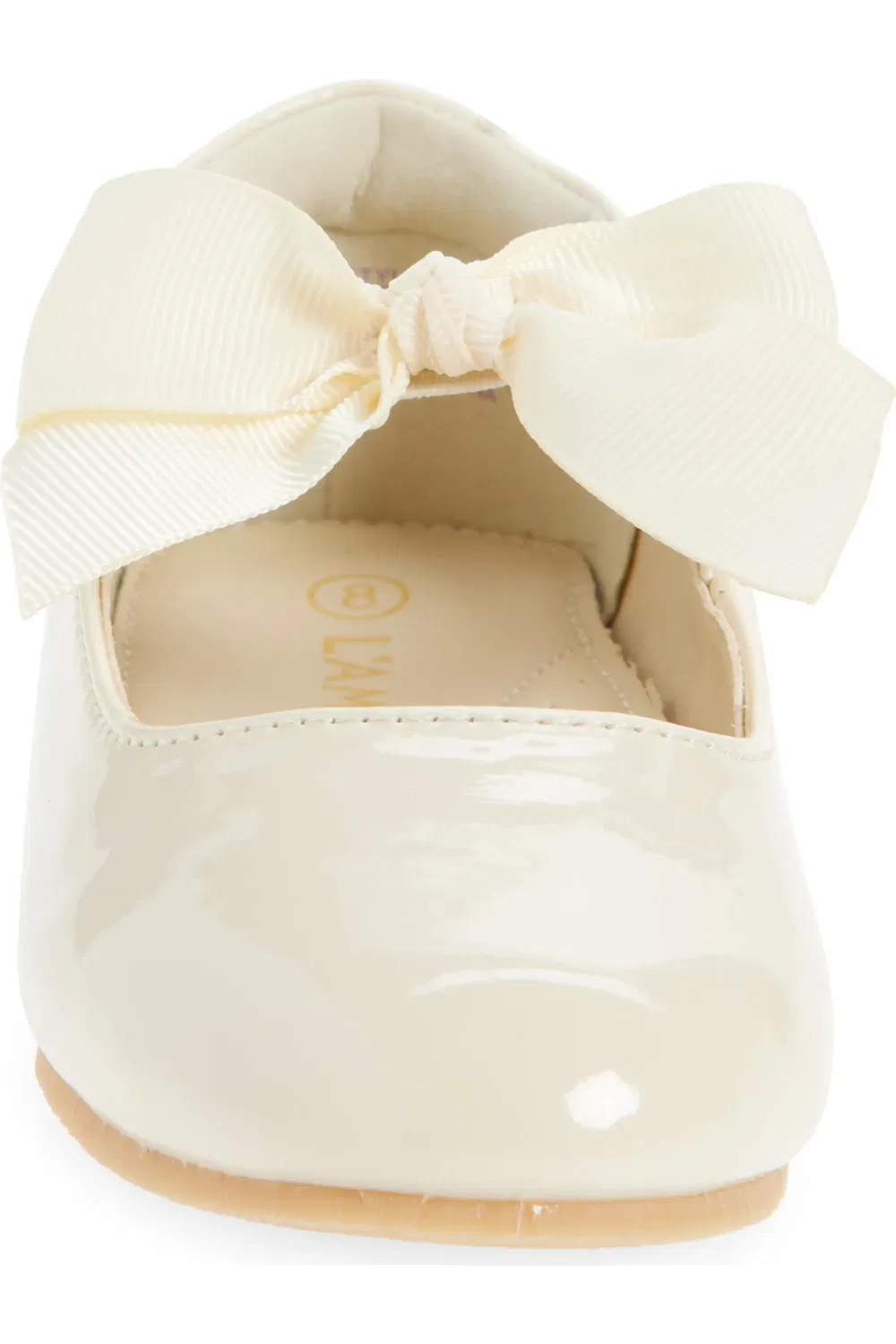 Детские балетки на плоской подошве с бантиком Amelia L'AMOUR, Patent Cream — фото 4