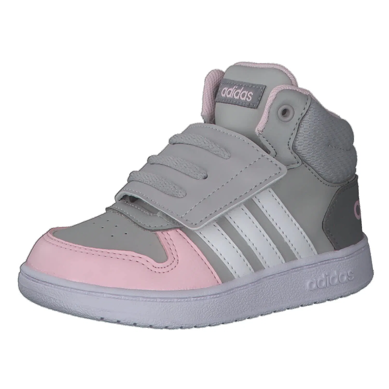 Детские кроссовки для мальчиков синтетические Hoops Mid 2.0 I Adidas, Grey Two Ftwr White Clear Pink