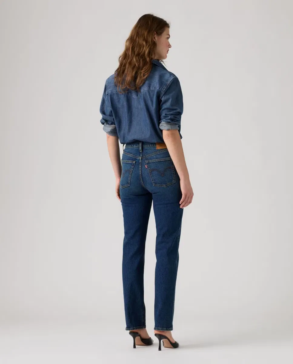 Женское прямые джинсы, Vaquero Recto Ribcage Slim Tiro Alto, Levi's, темно-синий — фото 2