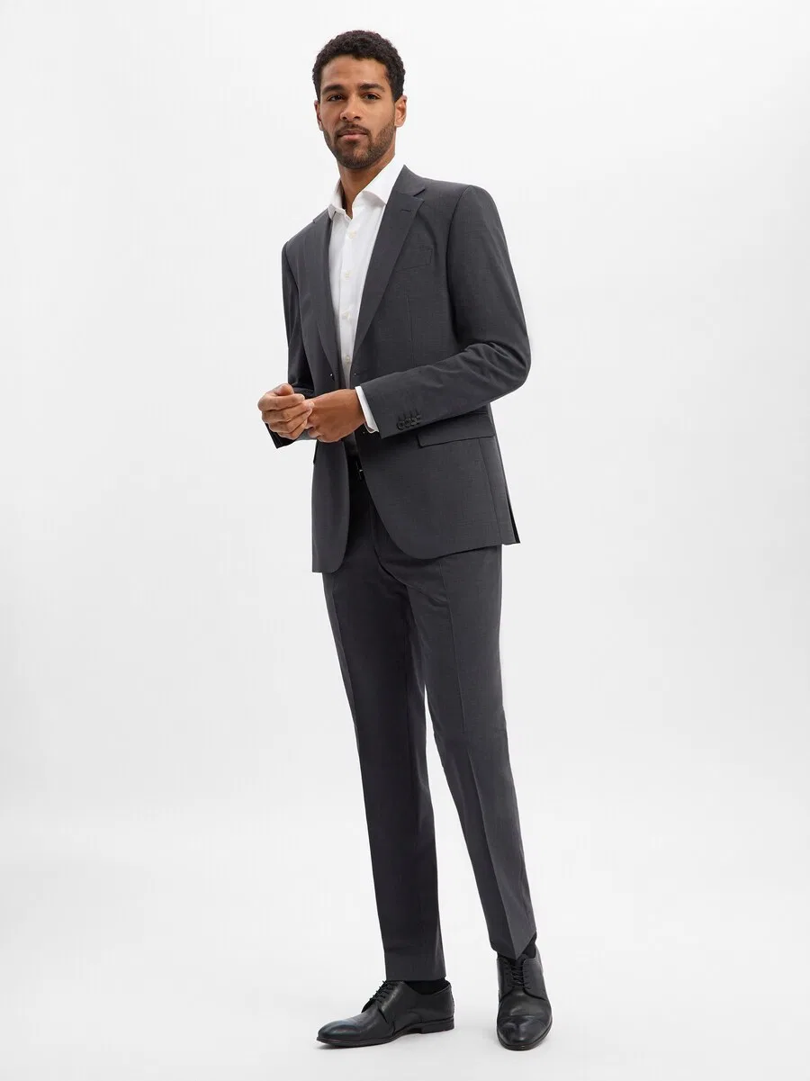 Брюки BOSS Regular Pleated Pants 'Leon' цвета антрацит — фото 4