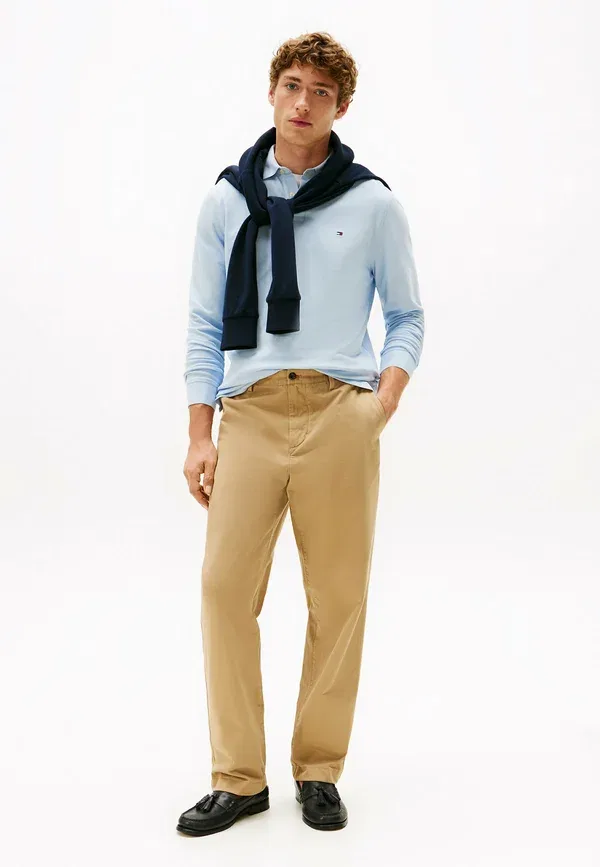 Поло с длинным рукавом, однотонная, Regular - long sleeved top, Tommy Hilfiger, Breezy Blue, синий — фото 2