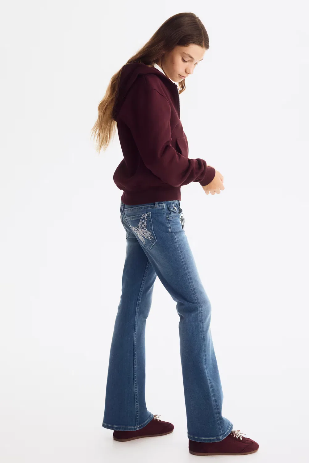 Джинсы-Клеш с вышивкой H&M, Denimblau