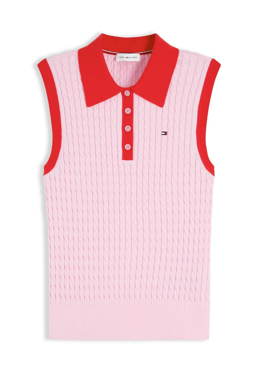 Рубашка-Поло без рукавов с тонким узором Tommy Hilfiger, Classic Pink — фото 3
