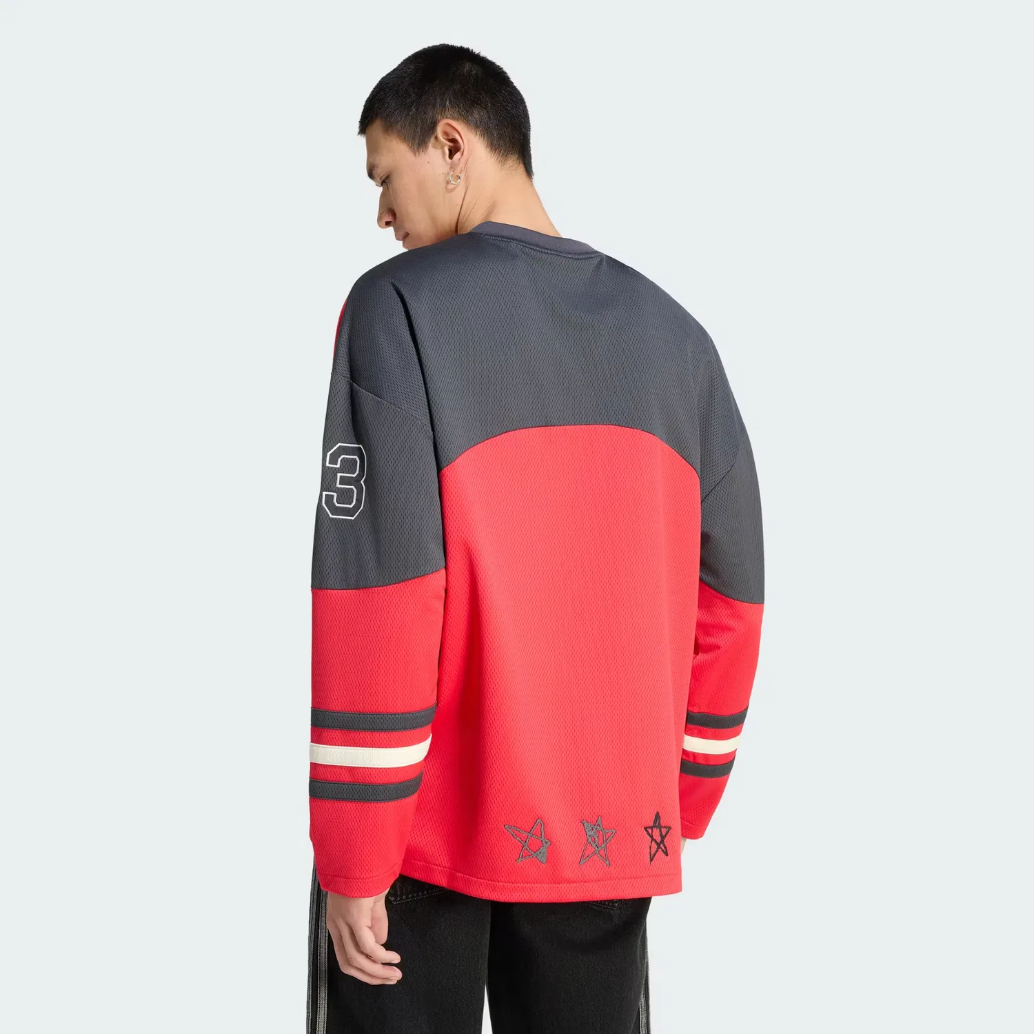 Мужское джерси с длинными рукавами свободного кроя Originals Hockey Long Sleeve Jersey Adidas Originals, рубиновый — фото 2