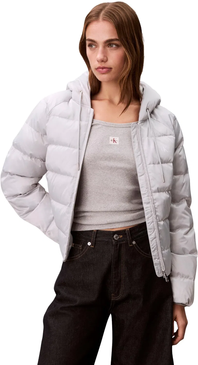 Женская куртка из сатина с логотипом Calvin Klein, Grey (Quiet Gray)