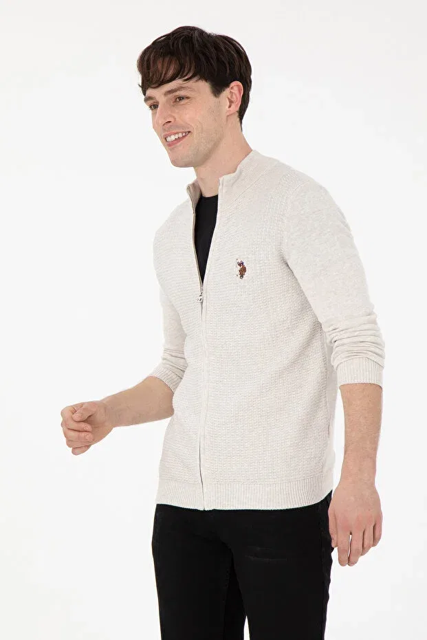 Мужской кардиган с длинным рукавом Basics U.S. Polo Assn., Stone Melange