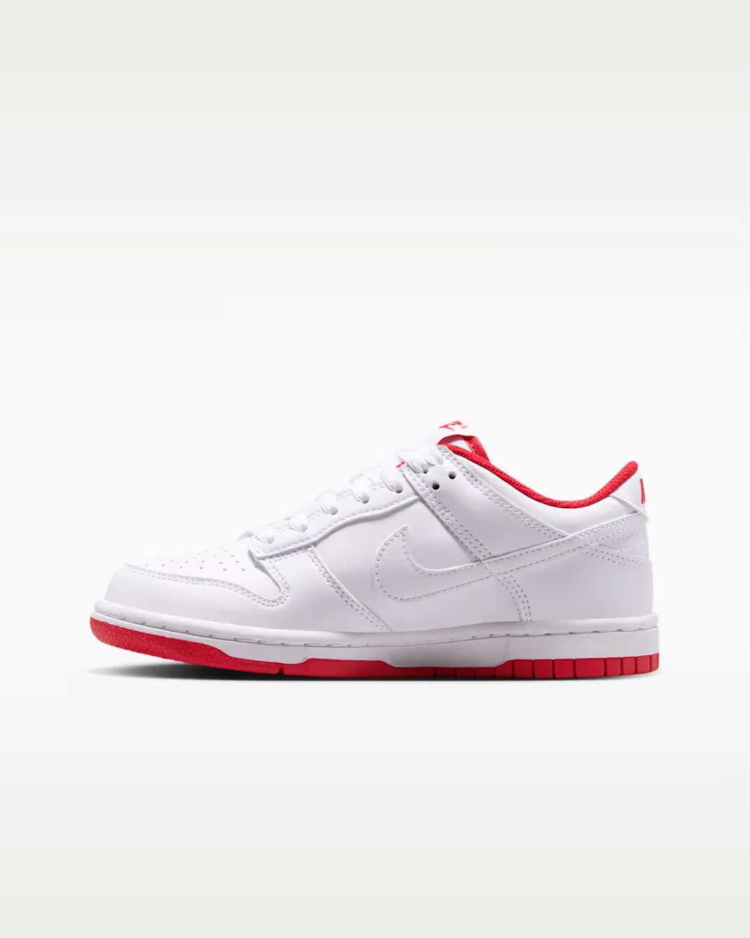 Кроссовки для детей постарше Nike Dunk Low, White/University Red/White