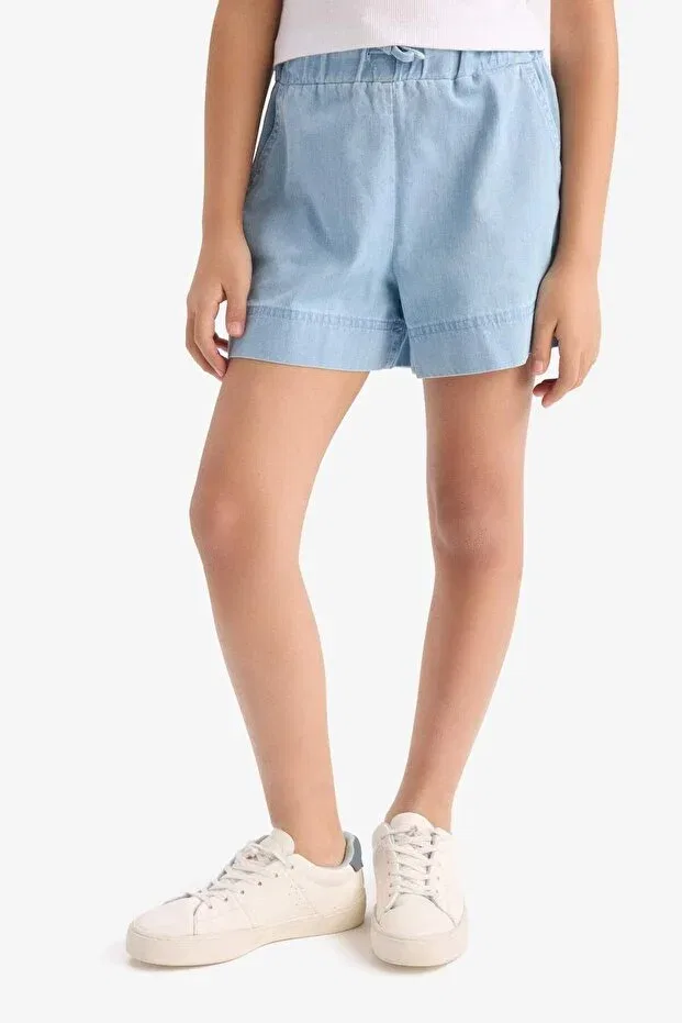 Детские шорты для девочек джинсовые на резинке Elastic waist jean shorts for girls Defacto, Blue-nm39 — фото 3