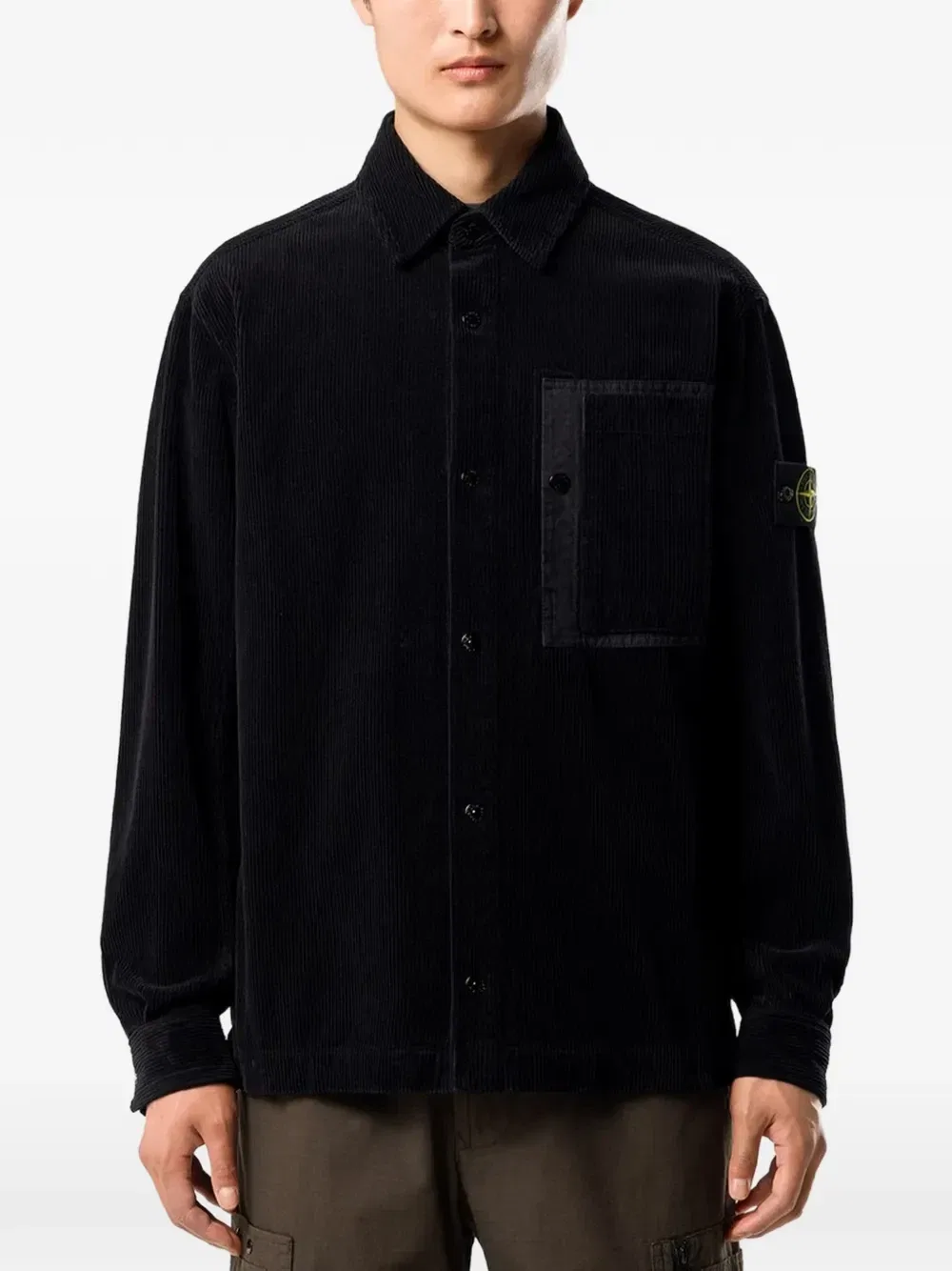 Вельветовая рубашка-куртка с накладными карманами Stone Island, черный — фото 4