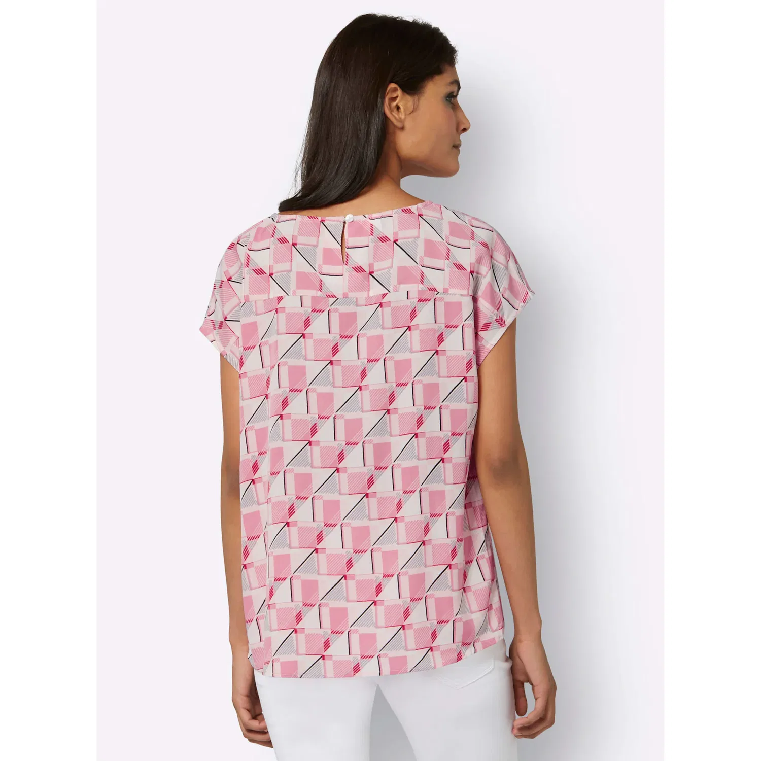 Женская блуза с графическим принтом Classic Basics, Pink Patterned — фото 3