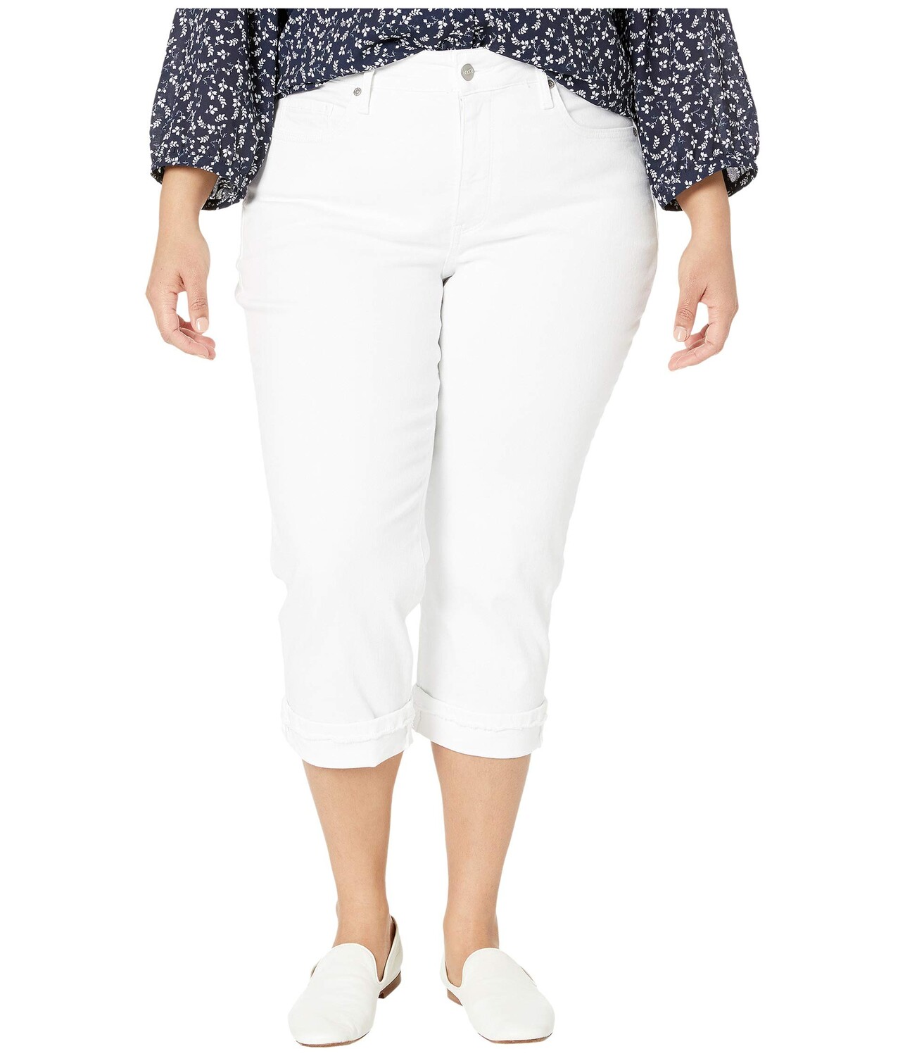 

Джинсы NYDJ Plus Size, Plus Size Marilyn Crop with Frayed Cuffs in Optic White