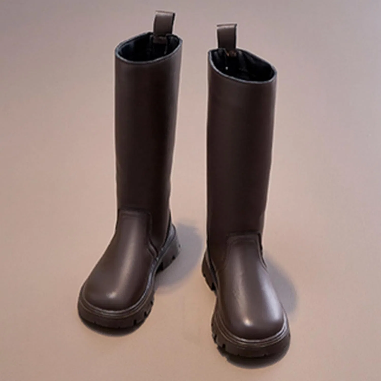 Детские ботинки для девочек с молнией Mid Calf Combat Boots, Brown — фото 3