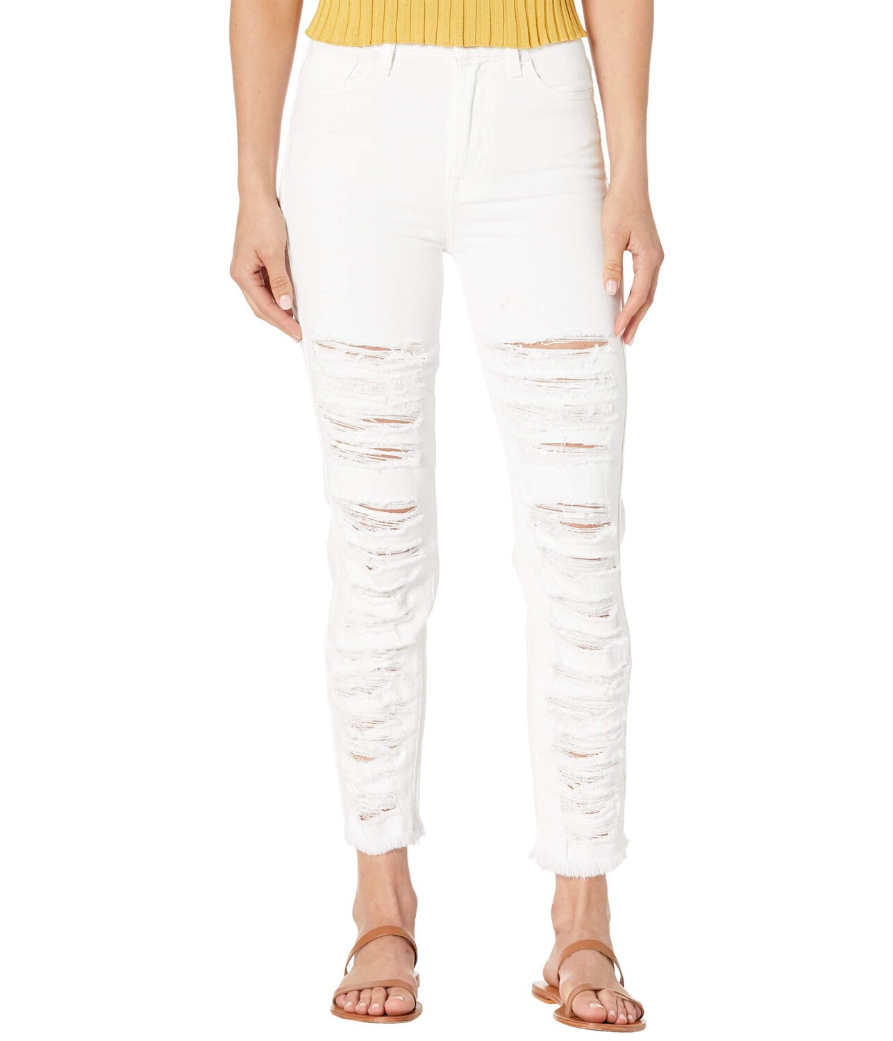 

Джинсы 7 For All Mankind, High-Waist Cropped Straight in Prince St. Shredded