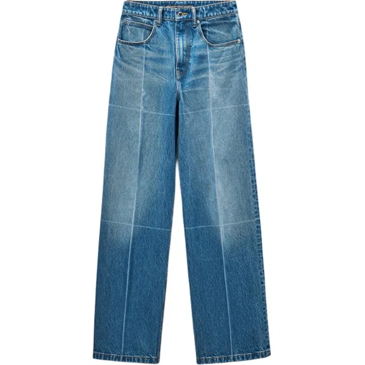 Женские джинсы с винтажным мраморным принтом, прямого кроя, Vintage Marble Blue, Alexander Wang