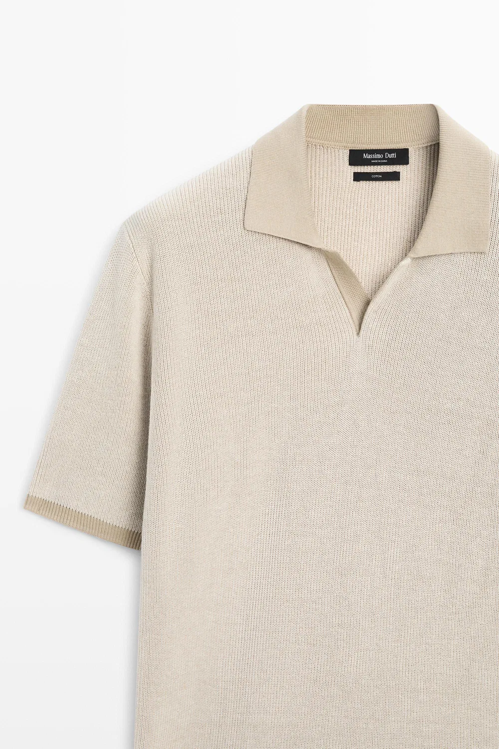 Поло-свитер Massimo Dutti 100% Cotton Knit, кремовый — фото 4