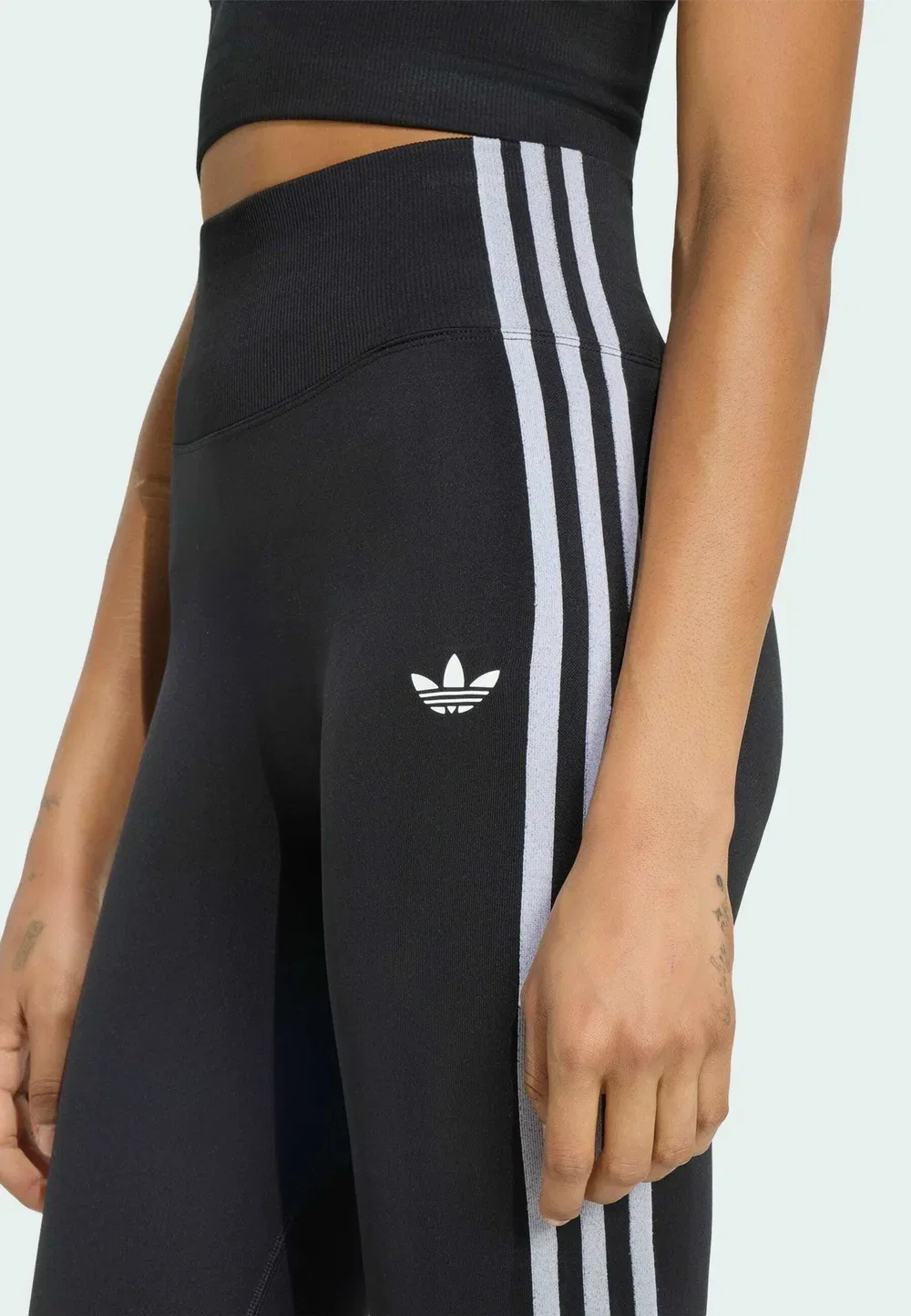 Комплект из трех бесшовных колготок, леггинсов и брюк в полоску Adidas Originals, Black — фото 3