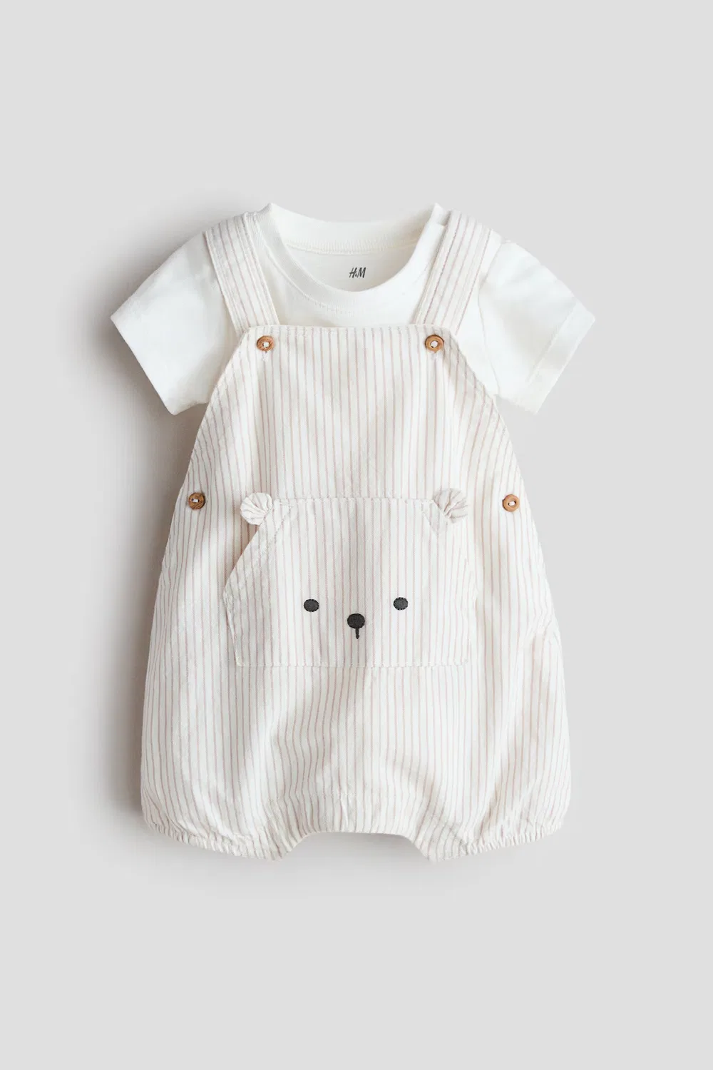 Комплект из двух предметов из хлопка H&M, Weiß/Beige Gestreift