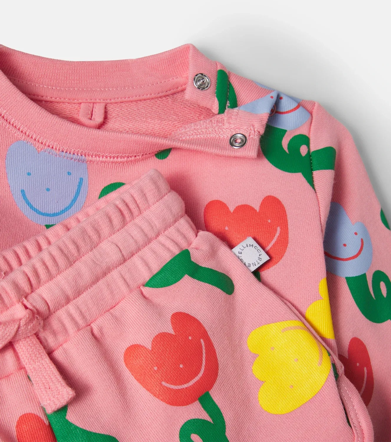 Комплект из свитшота и шорт хлопковый Stella Mccartney Kids, розовый — фото 4