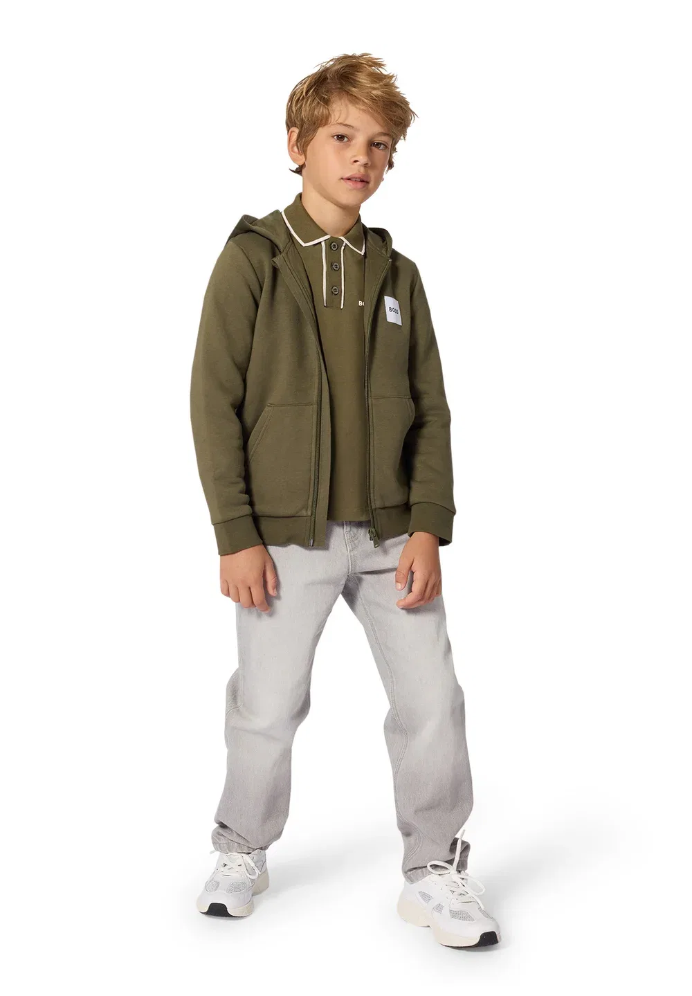 Детский/Подростковый кардиган-костюм на молнии Boss Kidswear, Olive Night