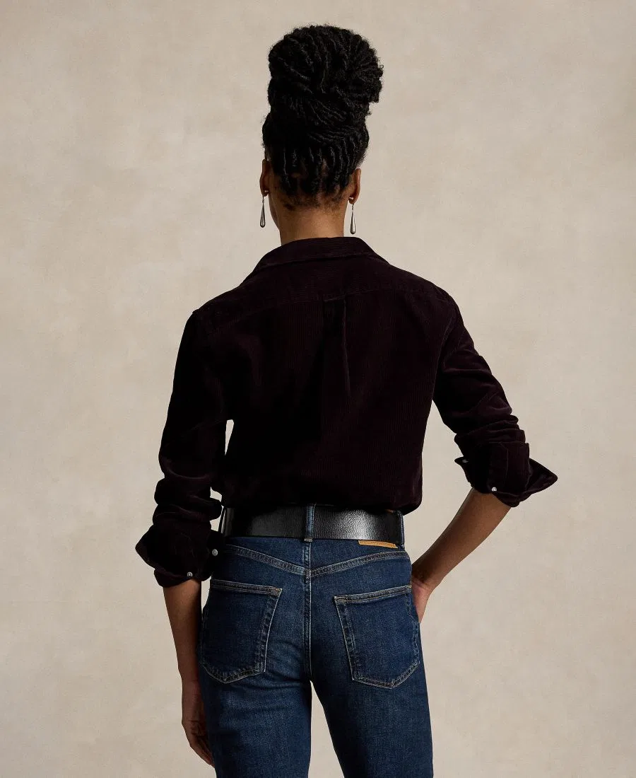 Классическая рубашка из хлопкового вельвета Polo Ralph Lauren, Midnight Merlot — фото 4