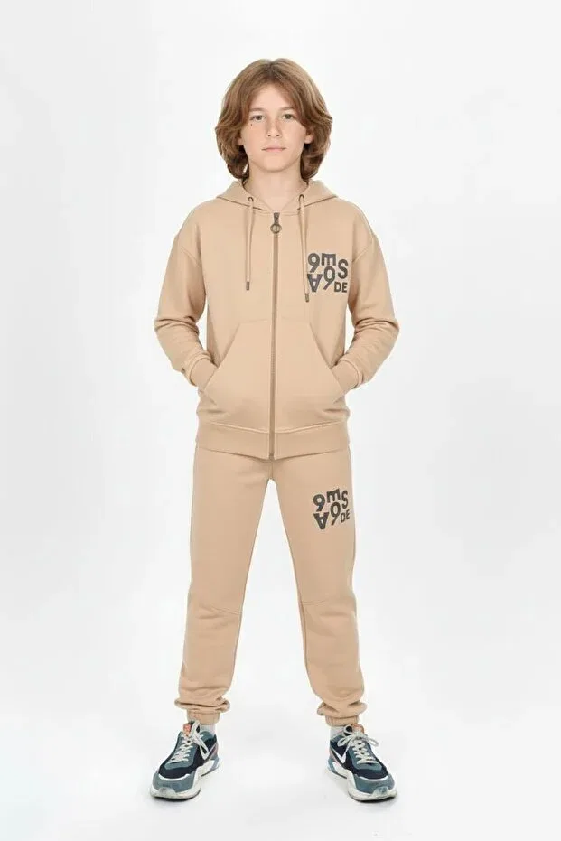 Детский комплект для мальчиков с принтом Cansın Mini, Beige
