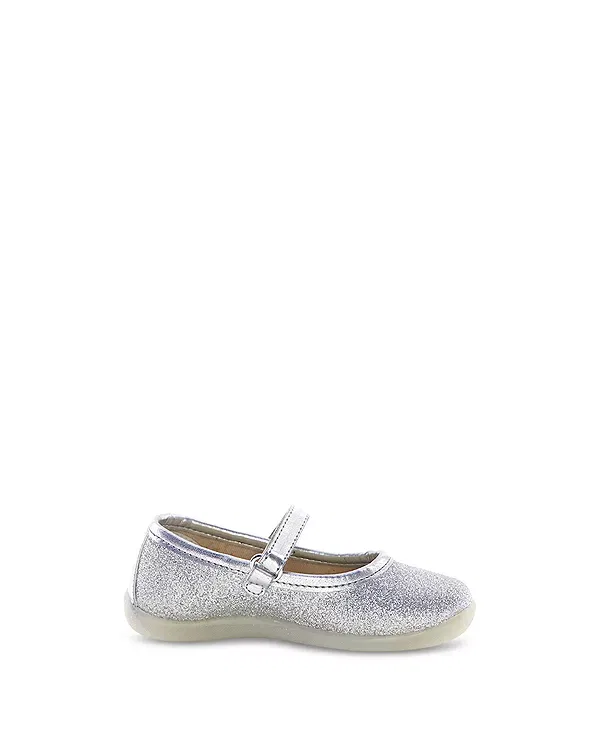 Детские балетки для девочек с блестками Pavia 2 Glitter Naturino, Metallic Silver — фото 2