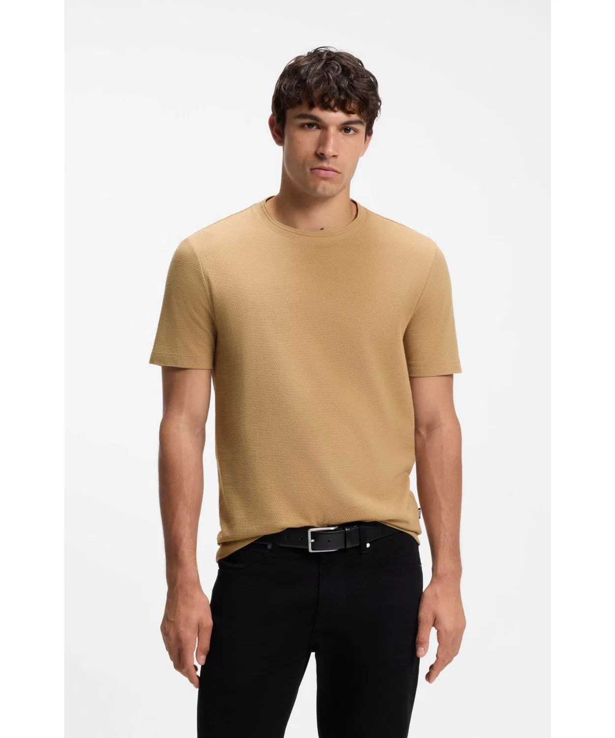 Мужская футболка с жаккардовым узором BOSS, Beige