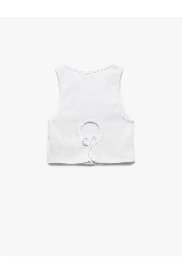 Детский топ для девочек хлопковый Camisole Basic Crop Tank Top Koton, White — фото 2