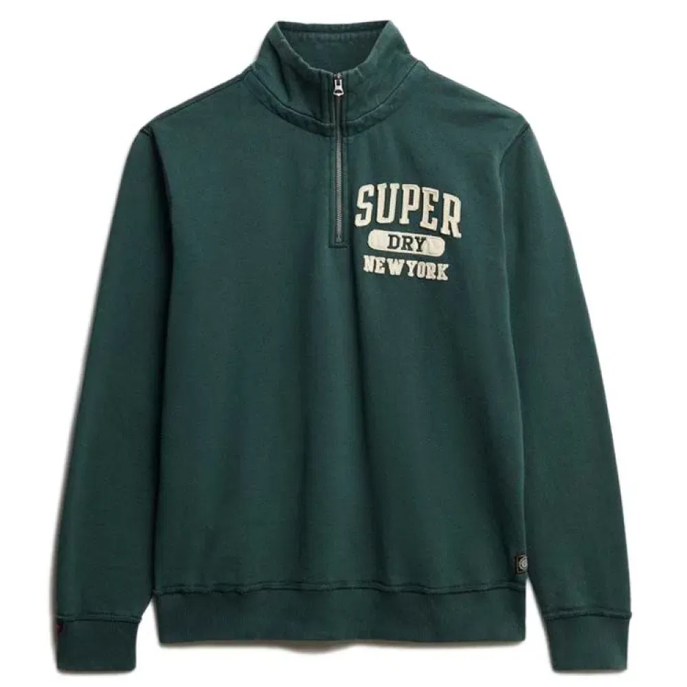 Свитшот с полузастежкой Vintage Athletic Superdry, зеленый