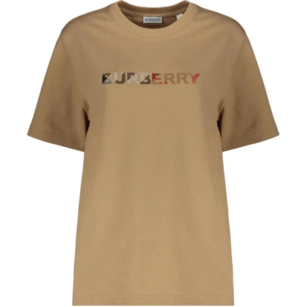 Женская футболка с круглым вырезом Beige Burberry