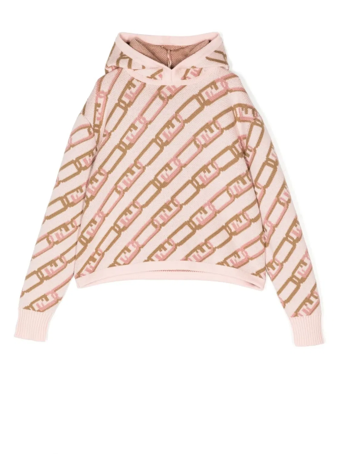 Вязаное худи с интарзией FENDI, розовый
