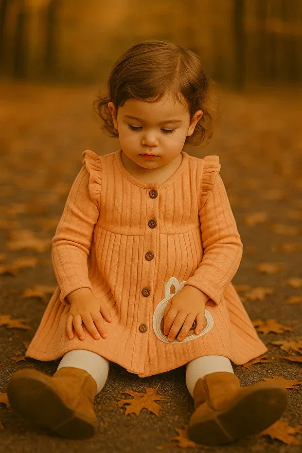 Детское платье для девочек с принтом Girl Rabbit Print Aden Kids, Salmon Lab Coat — фото 2