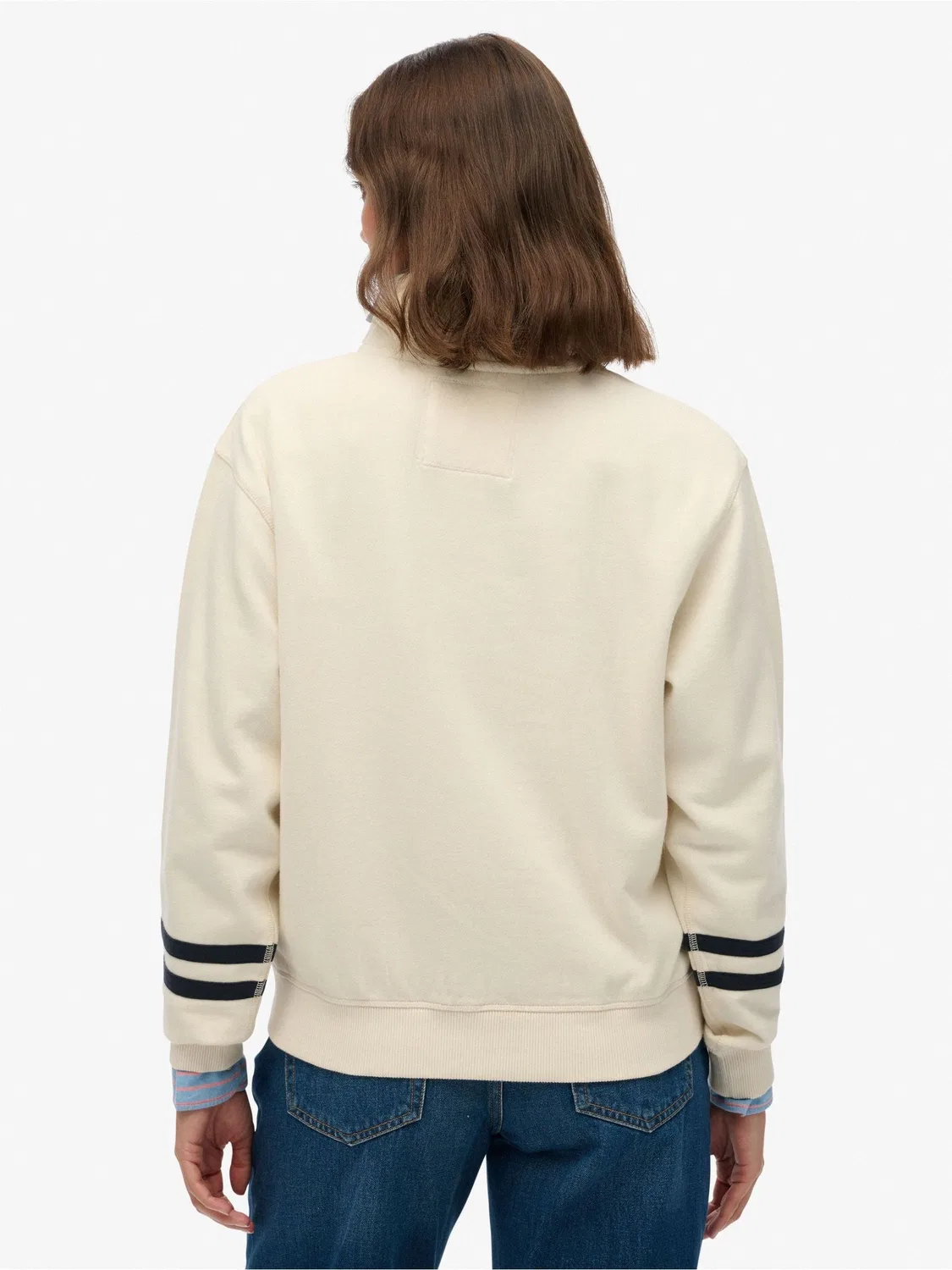 Свитшот с полузастежкой Athletic Essentials Applique Superdry, белый — фото 2