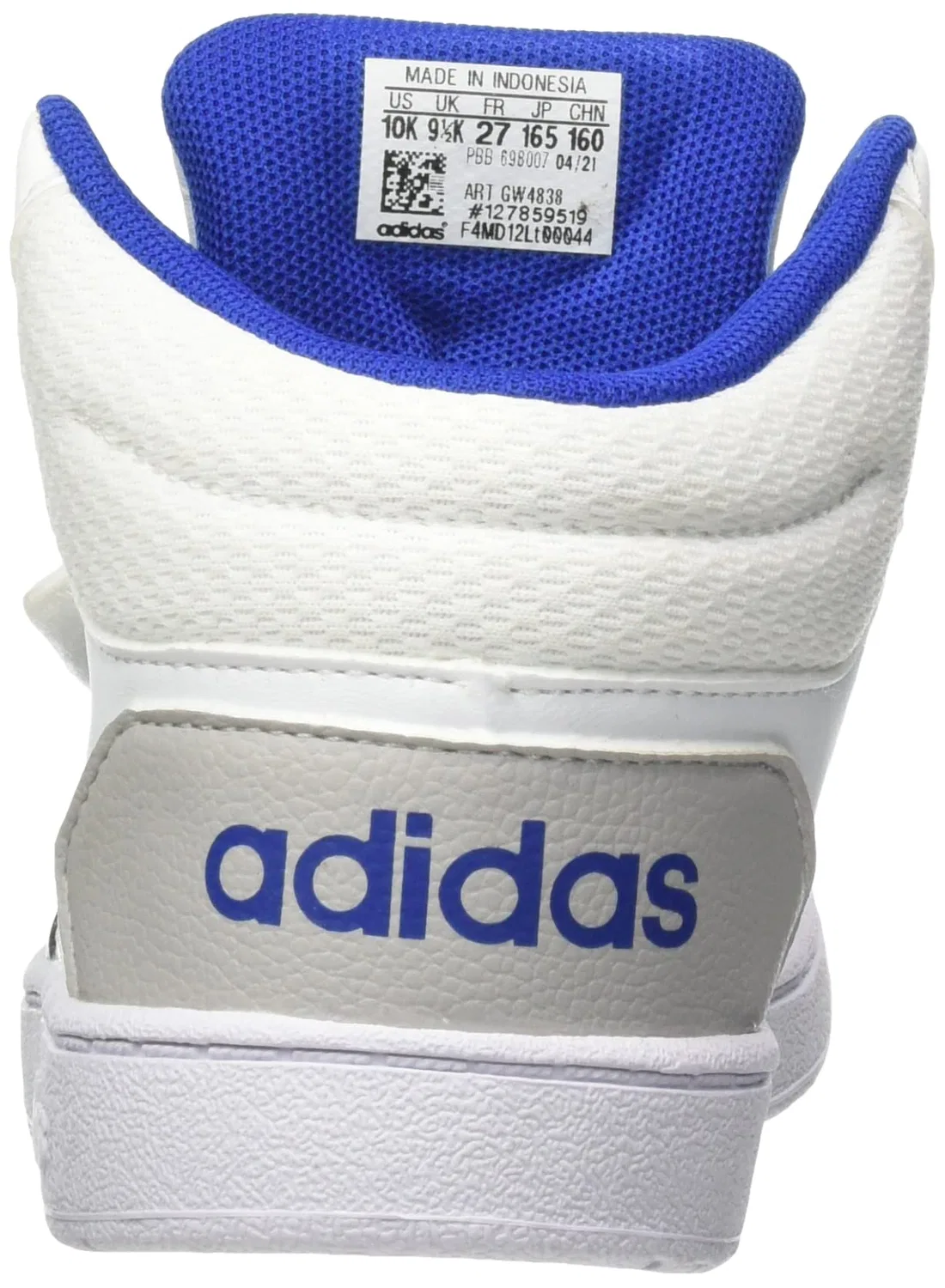 Детские кроссовки для мальчиков с липучками Hoops Mid 2.0 I Adidas, White Blue Ftwbla Ftwbla Azurea — фото 3