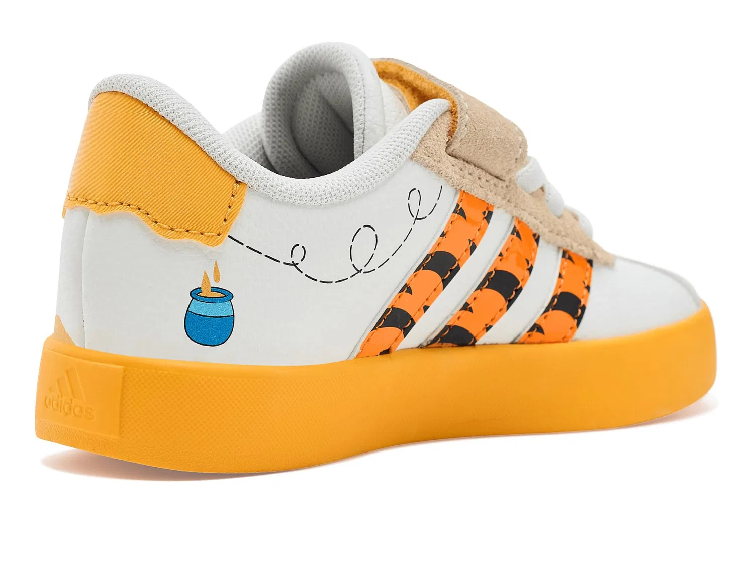 Кроссовки Disney Vl Court 3.0 Elastic Lace & Strap (для маленьких детей) Adidas Kids, Off-white/Crew Yellow/Black — фото 4